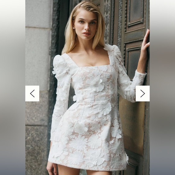 helsi ellen embroidered lace-up mini dress Helsi Ellen Long-Sleeve 3D Floral Mini Dress